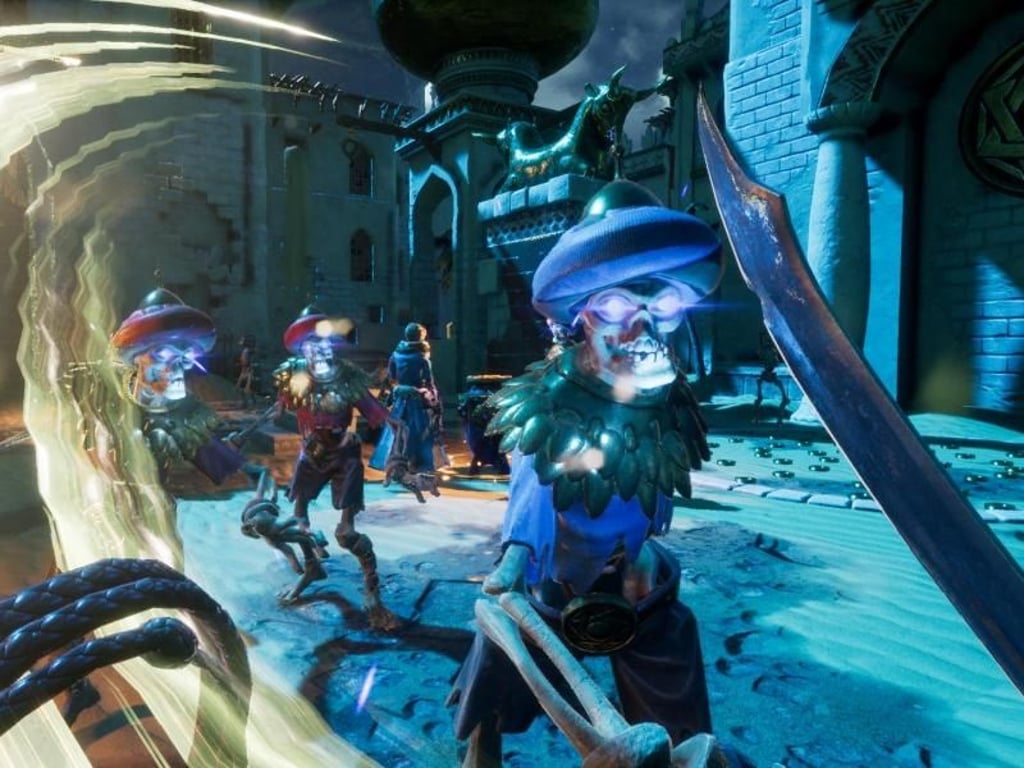 Erinnert ein wenig an die 3D-Version von «Prince of Persia» in ganz modern. «City of Brass» kombiniert fechtende Skelette, Fallen, Giftnebel und knackige Zeitlimits. Foto: Uppercut Games