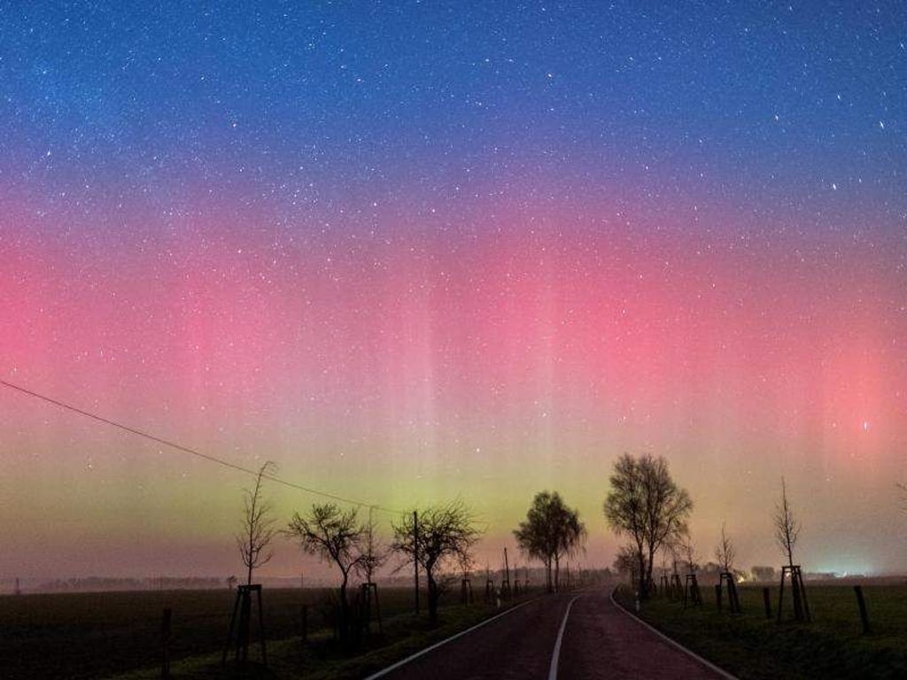 Polarlichter über Brandenburg. Foto: Patrick Pleul