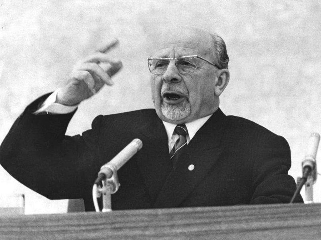 Walter Ulbricht 1970 während einer Rede in Ostberlin. Foto: Konrad Giehr/Archiv