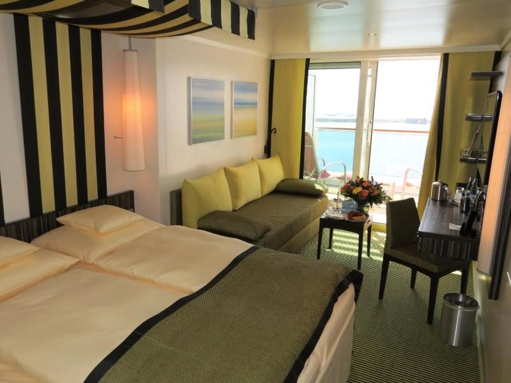 14 verschiedene Kabinenkategorien gibt es auf der «Aida Prima» - auf dem Bild eine Panoramakabine auf Deck 16. Foto: Michael Zehender