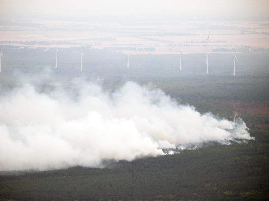 Brennende Waldfläche bei Frohnsdorf in Brandenburg. Foto: Ralf Hirschberger