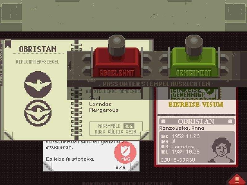 Einreise oder Abschiebung? «Papers, please» macht dem Spieler die Entscheidung nicht leicht. Foto: Lucas Pope