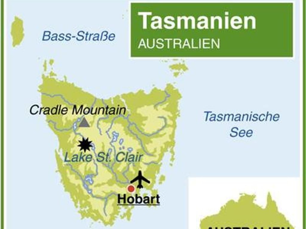 Der Cradle Mountain und der Lake St. Clair gehören zu den beliebtesten Zielen von Urlaubern auf Tasmanien. Schon auf dem Weg vom Flughafen in Hobart zum Nationalpark können sie auf die einheimische Tierwelt treffen. Foto: dpa-infografik