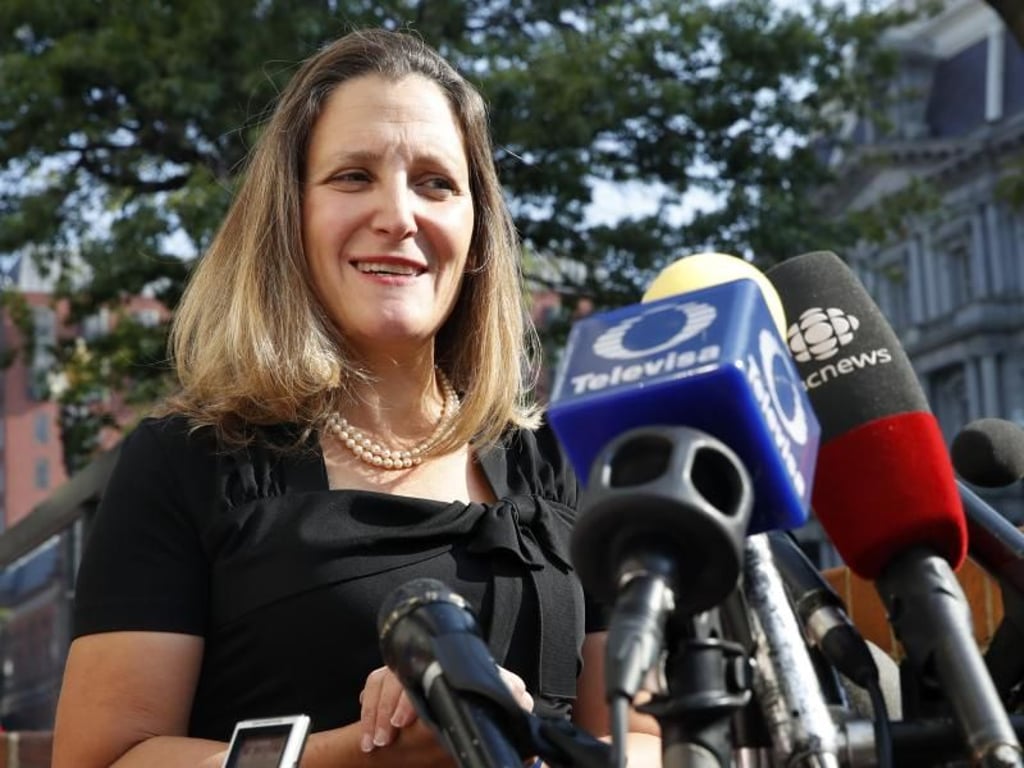 Chrystia Freeland, Außenministerin von Kanada, am Rande der Gespräche zum nordamerikanischen Freihandelsabkommen. Foto: Jacquelyn Martin/AP