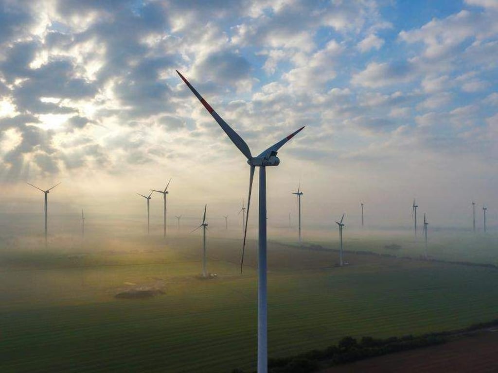 Windräder eines Windenergieparks. Foto: Patrick Pleul/Archiv