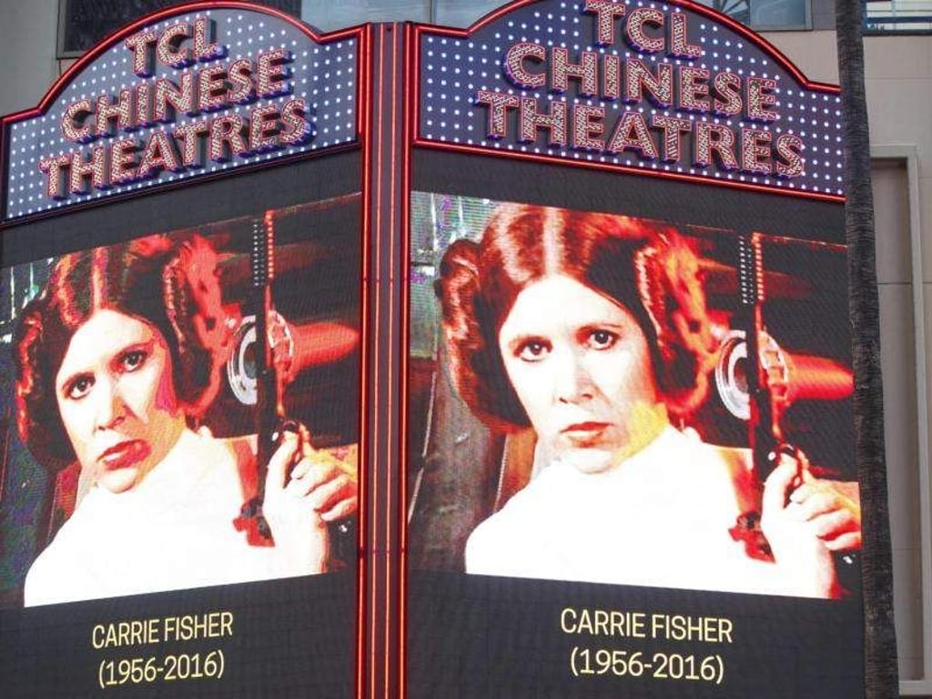 Gedenken an carrie Fisher am TCL Chinese Theatre in Hollywood. Foto: Eugene Garcia