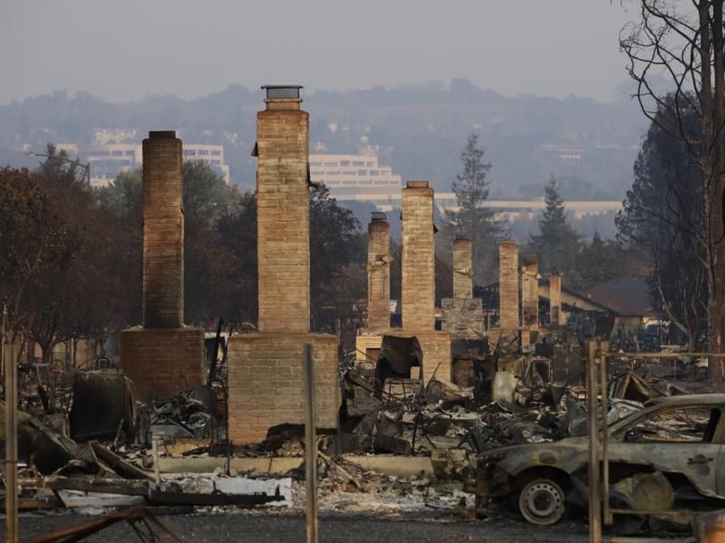 Nur noch Kamine sind von einem Wohnviertel im kalifornischen Santa Rosa übrig geblieben. Foto: Jae C. Hong