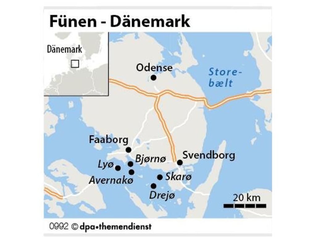 Fünen ist die drittgrößte Insel Dänemarks. Foto: dpa-infografik
