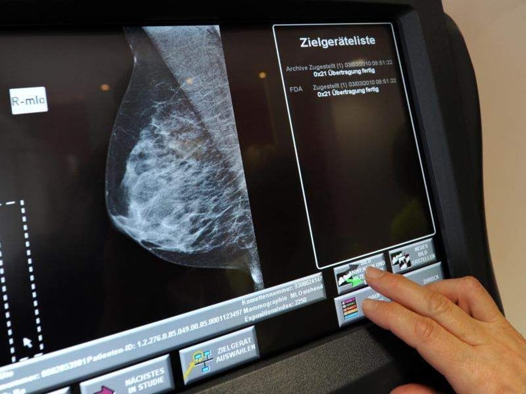 Eine Radiologieassistenten überprüft die Aufnahme einer Brust. Foto: Angelika Warmuth/Archiv