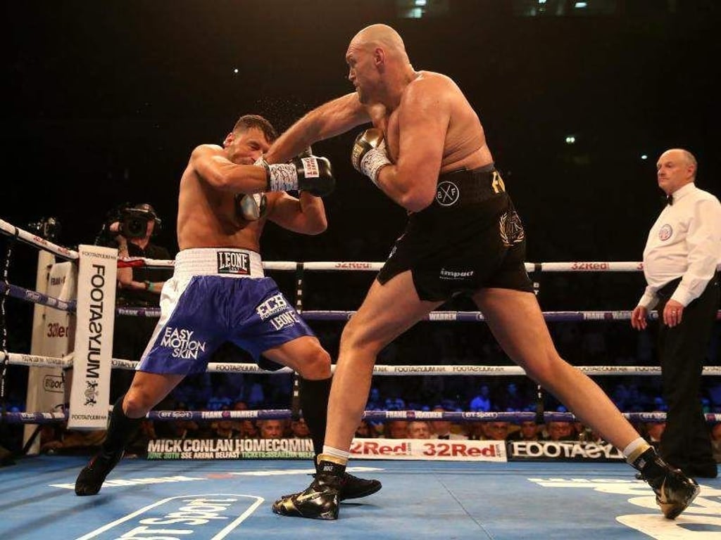 Tyson Fruy boxt in Manchester Sefer Seferi. Foto: Nick Potts/PA Wire