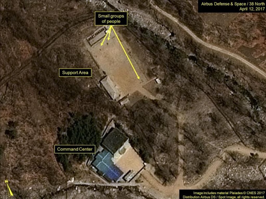 Das von «Airbus Defense & Space» und der Internetseite «38 North» am 12.04.2017 veröffentlichte Satellitenfoto zeigt das Atomwaffen-Testgelände in Punggye-ri im gebirgigen Nordosten von Nordkorea. Foto: Pleiades CNES/Airbus DS/38 North/Spot Image