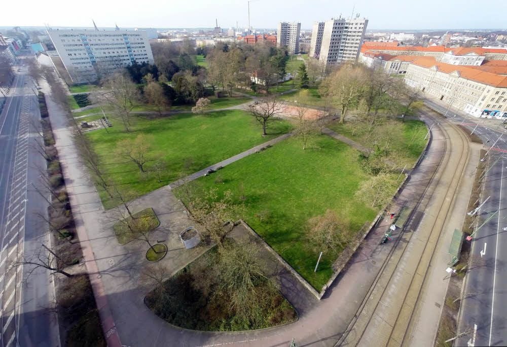 Auf dieser Ecke entsteht das Bauhaus-Museum. Im Stadtpark dahinter ist für 2016 viel geplant.