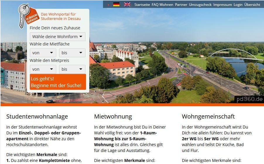 Auf dem Online-Portal "in Dessau zuhause" können Studenten der HS Anhalt eine Wohnung suchen.