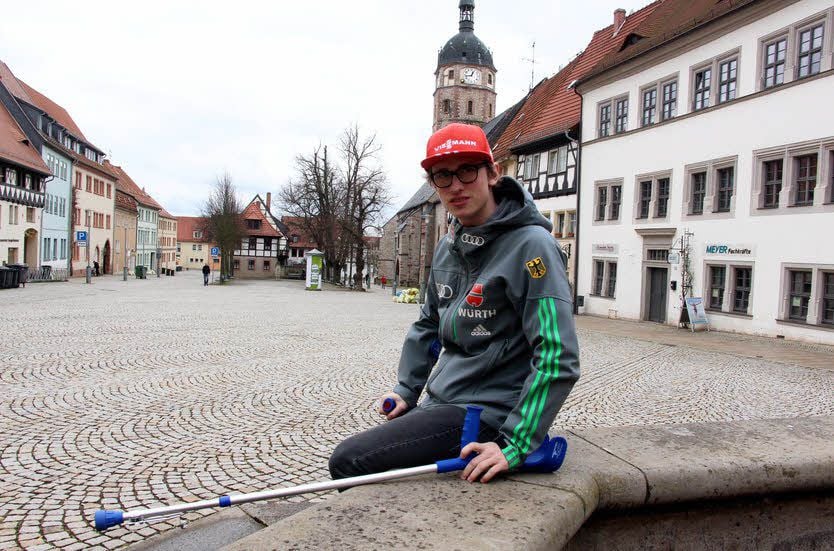 Paul Winter auf dem Marktplatz in Sangerhausen.