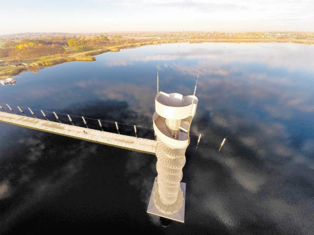 Pegelturm am Goitzschesee.