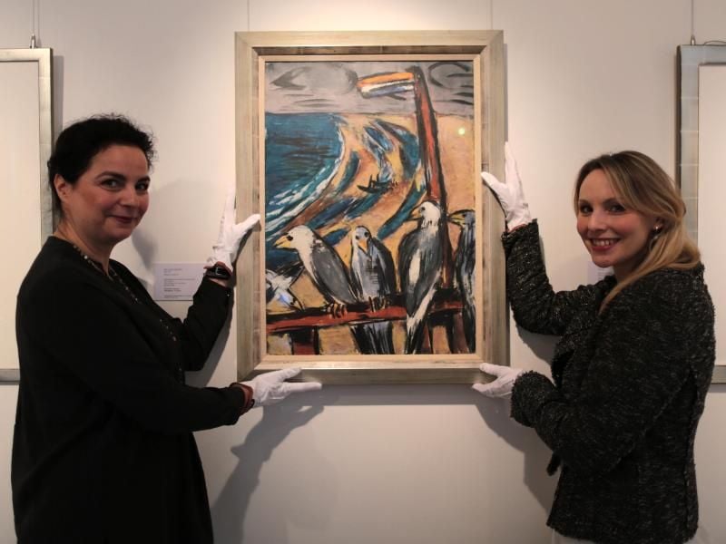 "Möwen im Sturm" von Max Beckmann im Aktionshaus Sotheby's in Köln. Foto: Oliver Berg