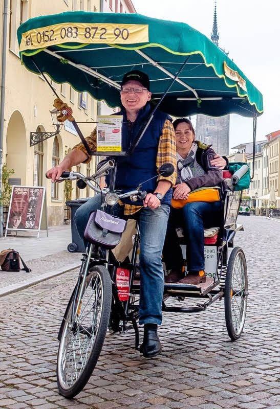 Rikscha-Fahrer Uwe Bechmann aus Wittenberg darf nicht mehr grillen.