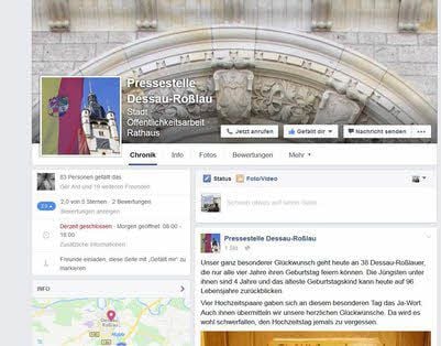 Die neue Facebook-Seite der Stadt-Pressestelle.