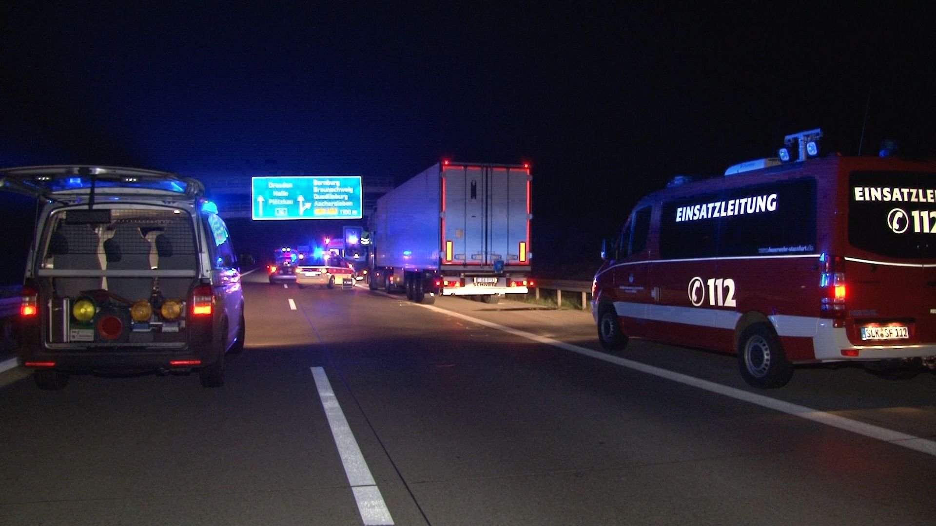 Die Unfallstelle auf der A14 bei Bernburg