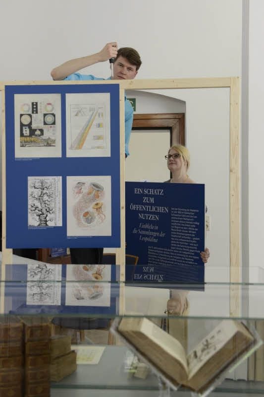 Die neue Dauerausstellung der Leopoldina wird aufgebaut.