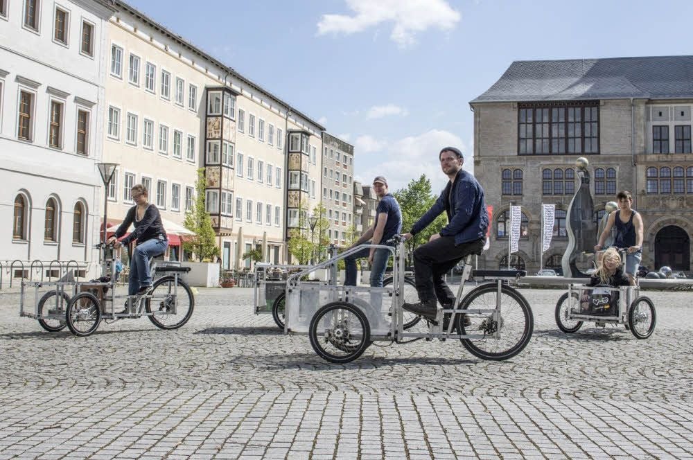 Die drei Lastenfahrräder sollen die Stadt beleben.