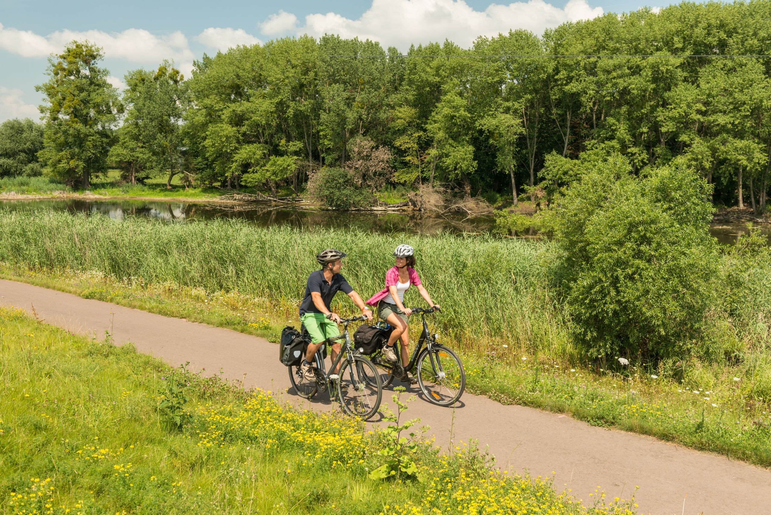 Radtouristen auf dem Elberadweg.