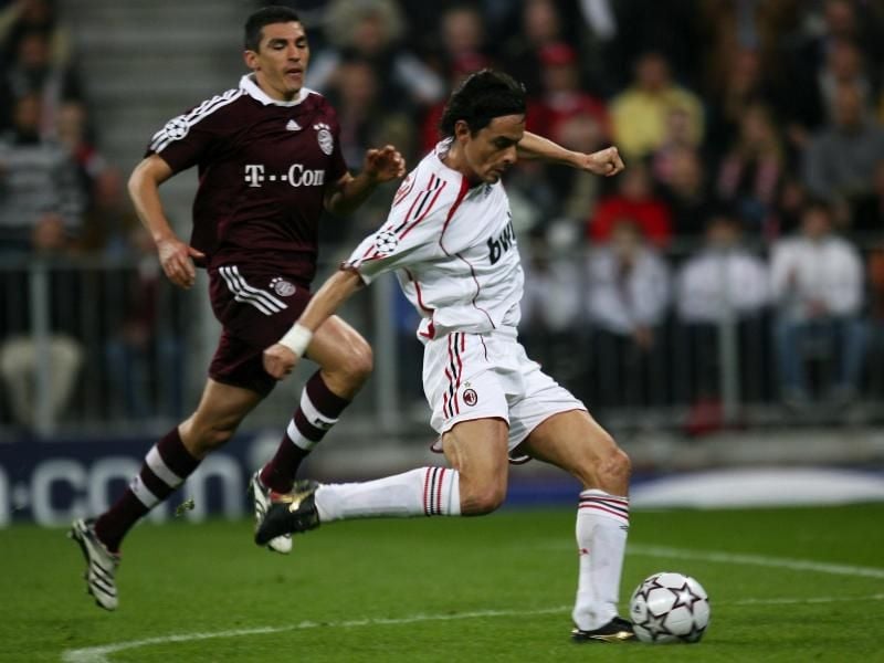 Filippo Inzaghi (r) schoss den FC Bayern 2007 aus der Champions League. Foto: Peter Kneffel