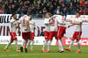 Torjubel bei RB Leipzig: Hier freut sich die Rangnick-Elf über das 2:1 durch Lukas Klostermann.