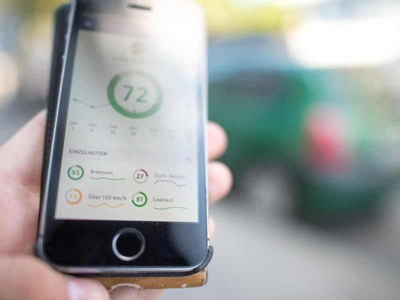 Die Nutzeroberfläche einer App von Telefonica zeichnet die Details zum Fahrprofil des Nutzers auf. Foto: Matthias Balk