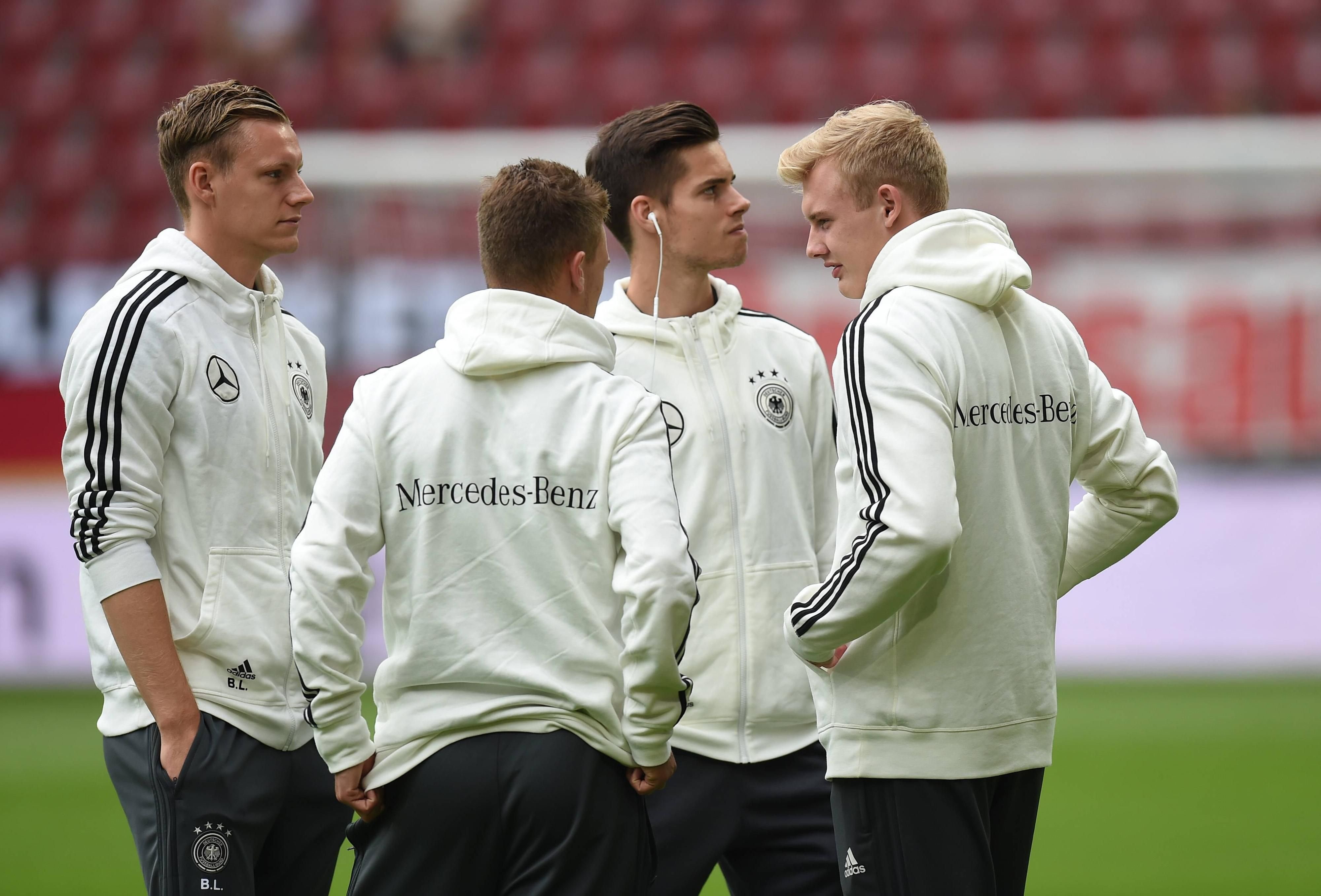 Von links: Torwart Bernd Leno (Deutschland), Joshua Kimmich (Deutschland), Julian Weigl (Deutschland), Julian Brandt (Deutschland): Insbesondere die drei Letztgenannten könnten auf Löws Streichliste stehen.