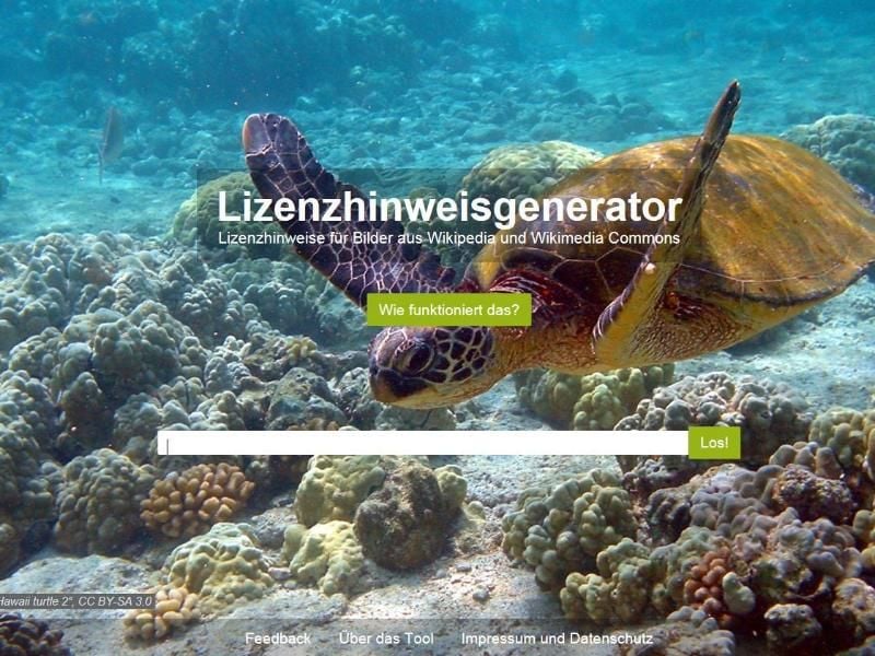 Die Webseite Lizenzhinweisgenerator.de hilft, die Creative-Commons-Lizenzen von Bildern im Netz zu prüfen. Screenshot: www.Lizenzhinweisgenerator.de Foto: