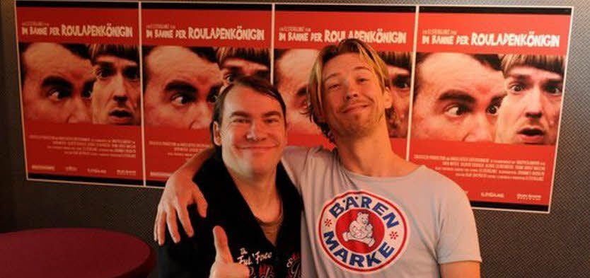 Das Komiker-Duo „Elsterglanz“ bei der Premiere ihres ersten Films.