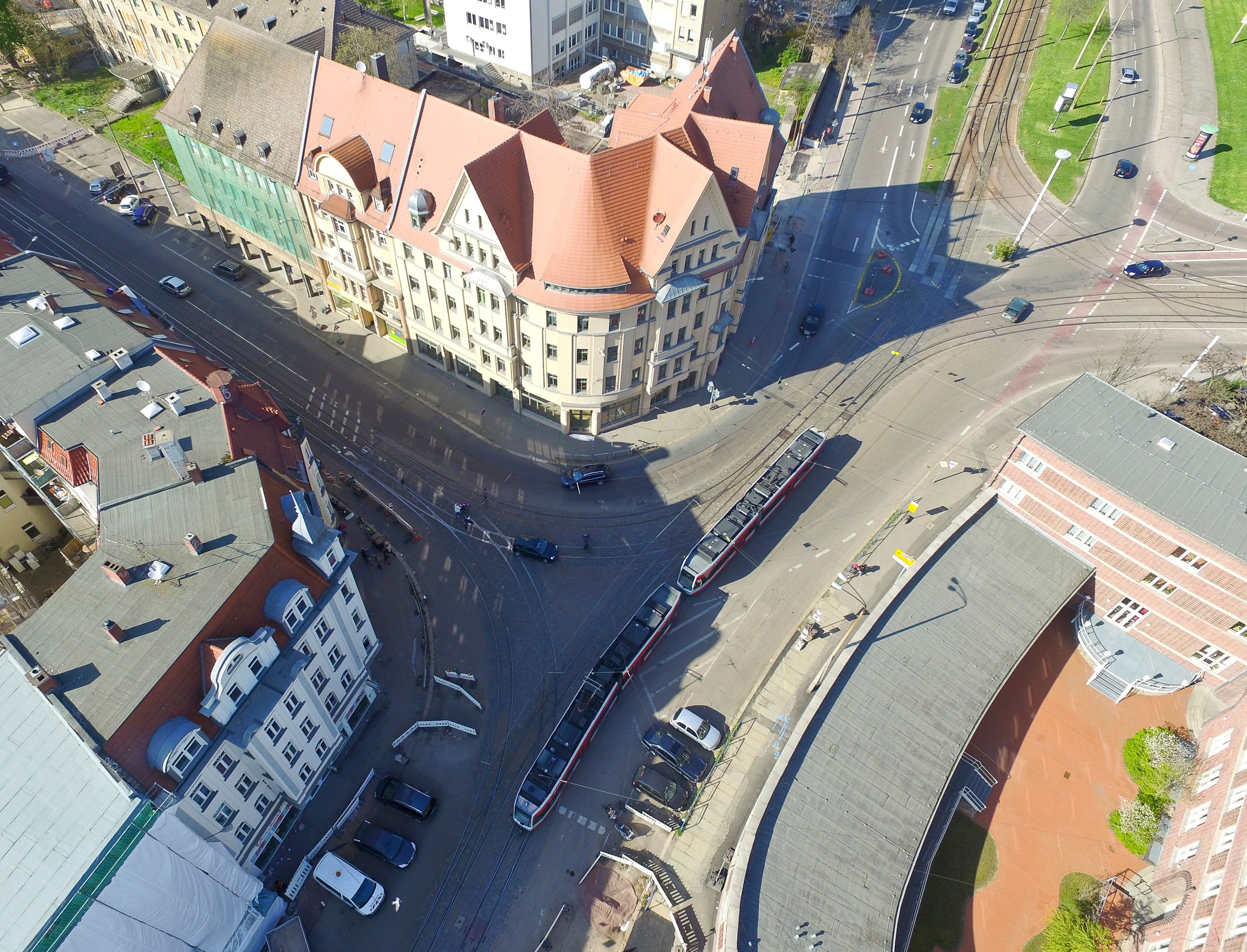 Blick auf die Kreuzung am Steintor