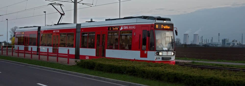 Eine Straßenbahnlinie der HAVAG.