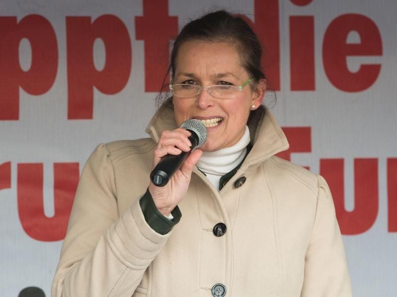Die Pegida-Aktivistin während einer Kundgebung in Dresden.