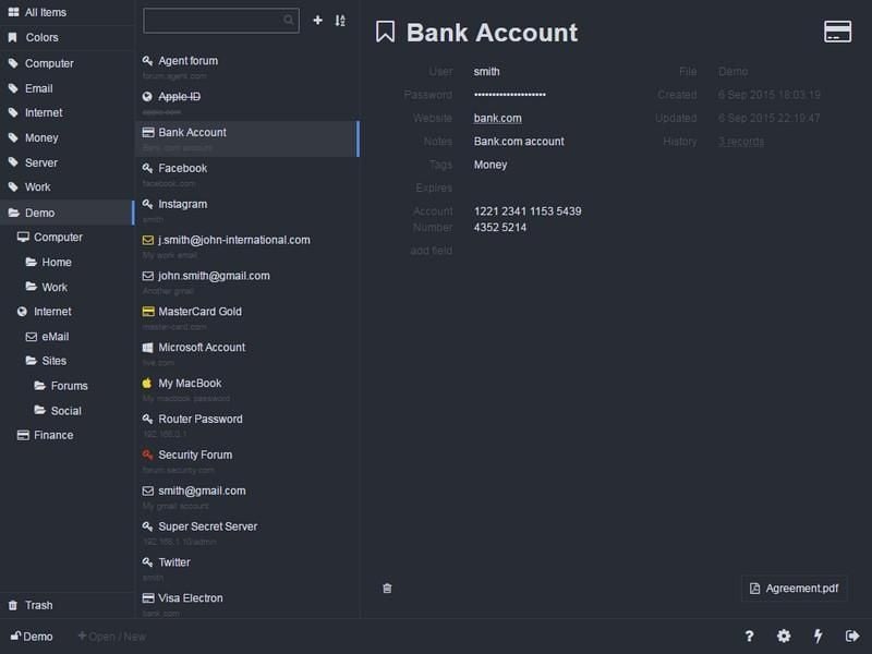 Mit dem kostenlosen Passwort-Manager Keeweb lassen sich bereits vorhandene Passwortdatenbanken öffnen und mit der Open-Source-Software nutzen. Screenshot: www.app.keeweb.info Foto: