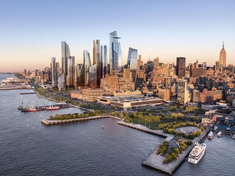 Im westlichen Teil von Manhattan entsteht derzeit ein neues Geschäftsviertel: Hudson Yards. Highlight für Touristen wird eine Aussichtsplattform mit Glasboden. Animation: Hudson Yards Foto: Hudson Yards