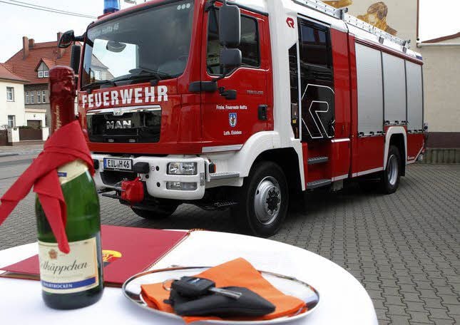 Das neue Fahrzeug der Feuerwehr Helfta.