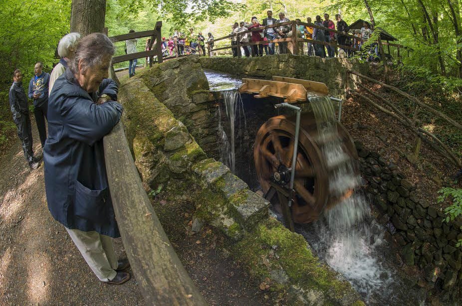 Das Wasserrad am Fischteich im Kalten Tal bei Bad Suderode ist wieder eine Attraktion für die Einwohner des Kurortes und ihre Gäste.