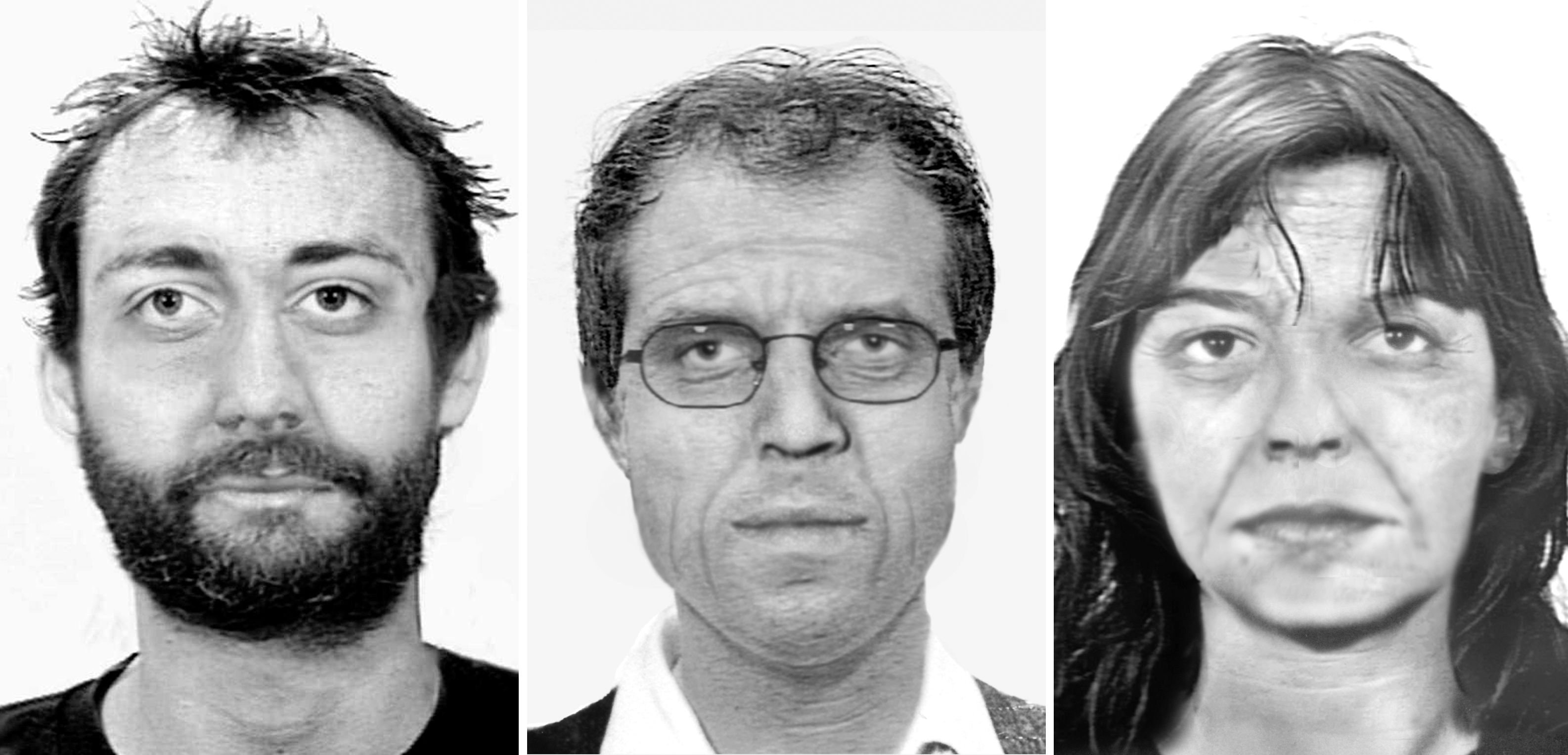 Alterssimulationen von Burkhard Garweg (l-r), Ernst-Volker Wilhelm Staub und Daniela Klette.