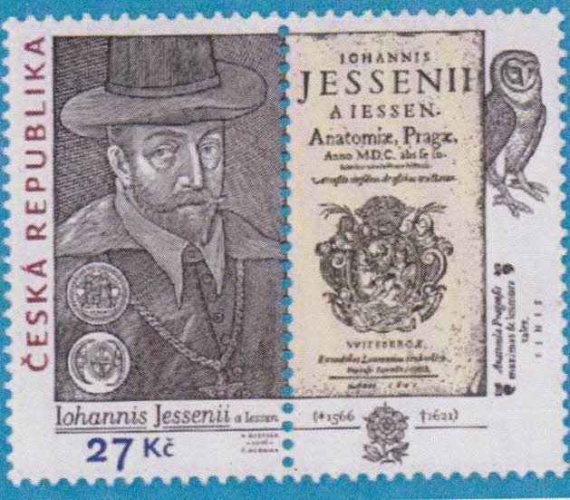 Auf dieser tschechischen Briefmarke ist Jan Jessenius abgebildet, der auch Wittenberg lebte.