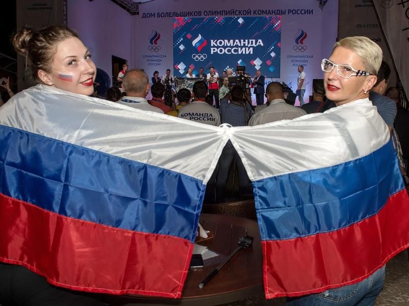 Die russischen Medaillengewinner wurden im russischen Haus geehrt. Foto: Peter Bauza