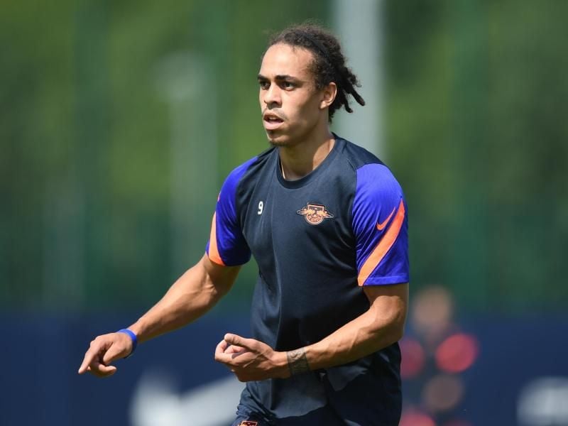 Yussuf Poulsen startet bei RB Leipzig als Sturmspitze. Foto: Florian Eisele/RB Leipzig/dpa