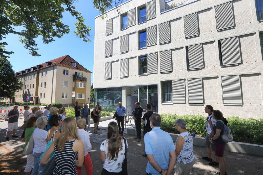 Das neue Wohnhaus in der Gropiusallee 53-55 hat den Architekturpreis der Baushausstadt gewonnen.