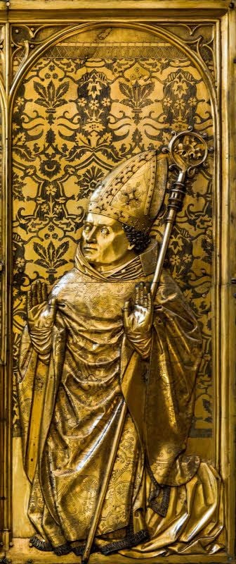 Vergoldetes Epitaph mit Thilo von Trothas Bild im Merseburger Dom.