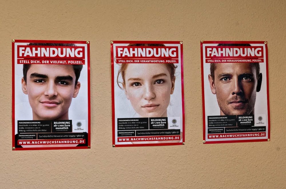 Die Polizei fahndet unter anderem mit Plakaten nach Nachwuchs.