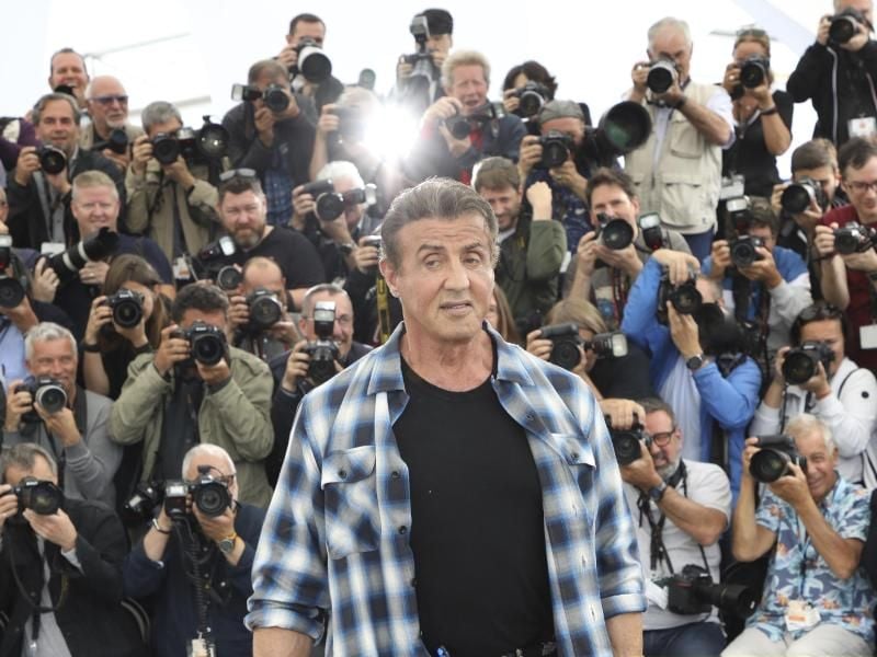Sylvester Stallone stellt beim Filmfestival in Cannes „Rambo: Last Blood” vor. Foto: Vianney Le Caer/Invision/AP