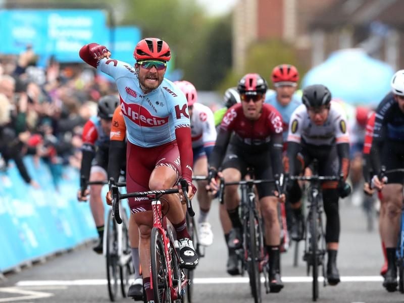 Rick Zabel setzte sich im Massensprint durch. Foto: Martin Rickett/PA Wire