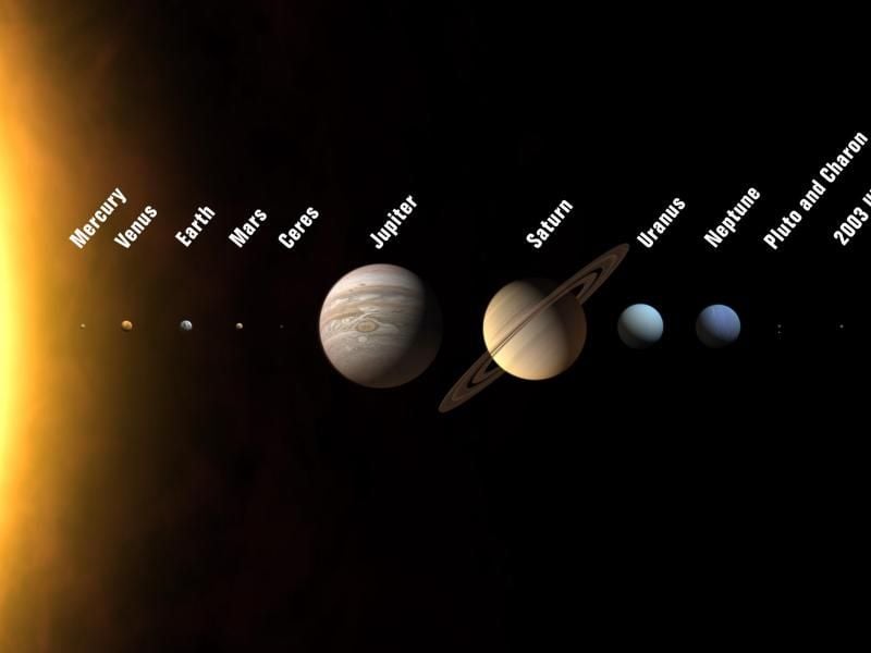 Die Illustration der Internationalen Astronomischen Union (IAU) zeigt neu definierte Planeten und Zwergplaneten des Sonnensystems. Foto: IAU/Martin Kommesser/dpa