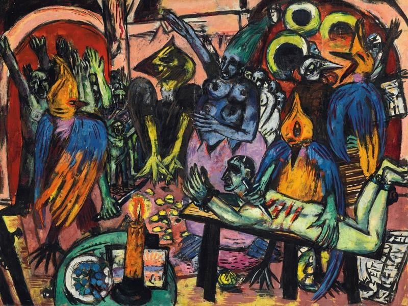 Max Beckmann hat sein Gemälde „Hölle der Vögel” 1938 im Pariser Exil vollendet. Foto: Auktionshaus Christie's